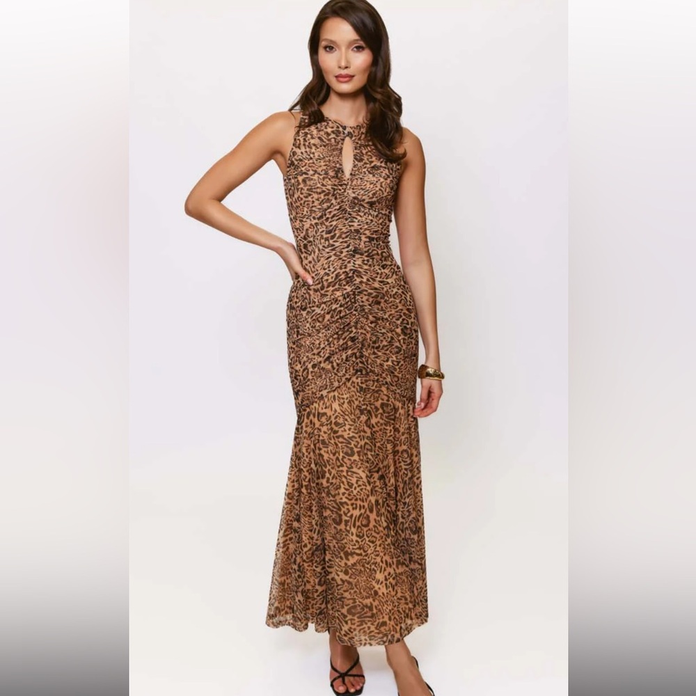 Hutch Brown Leopard-Print Maxi Dress